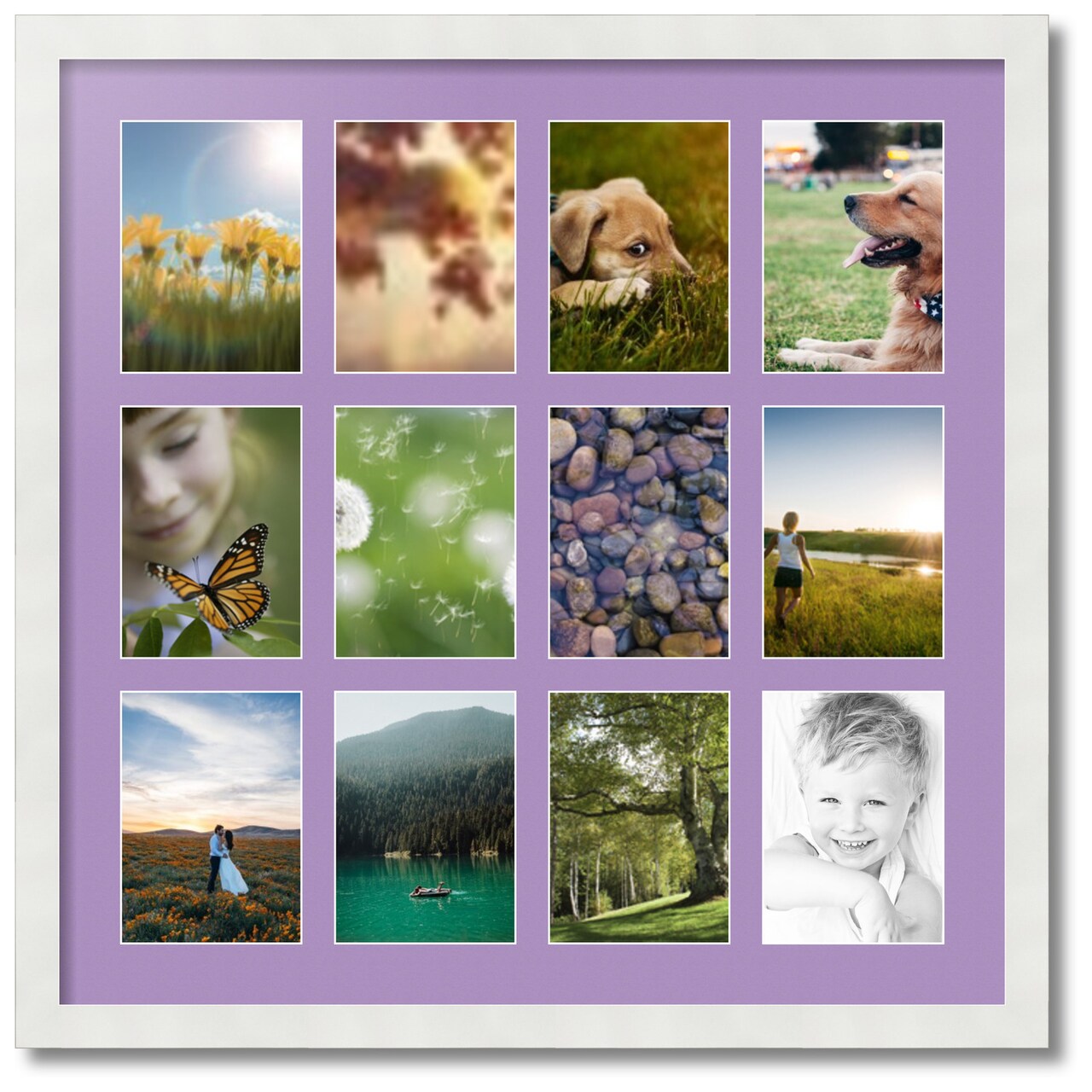 ArtToFrames Collage Photo Picture Frame with 12 - 5x7 inch Openings, Framed in White with Over 62 Mat Color Options and Plexi Glass (CSM-3966-229)